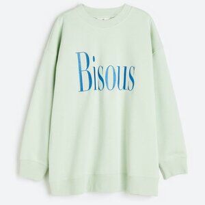H&M Bisous Sweatshirt Mint Green and Blue